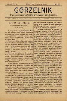 Gorzelnik : organ poświęcony polskiemu przemysłowi gorzelniczemu. R. 18, 1905, nr 22