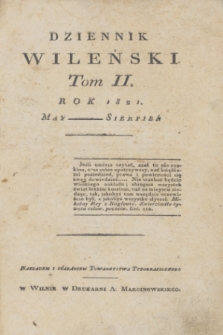 Dziennik Wileński. T.2, Materye Tomu Drugiego (1821)