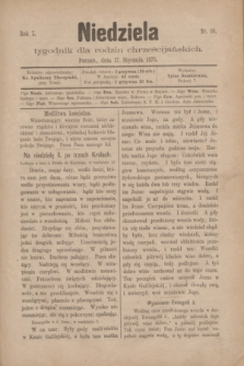Niedziela : tygodnik dla rodzin chrześcijańskich. R.1, nr 16 (17 stycznia 1875)