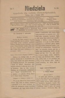 Niedziela : tygodnik dla rodzin chrześcijańskich. R.5, nr 218 (1 grudnia 1878) + dod.