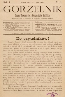 Gorzelnik : organ Towarzystwa Gorzelników Polskich we Lwowie. R. 1, 1887, nr 1