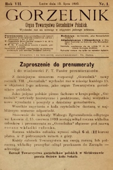 Gorzelnik : organ Towarzystwa Gorzelników Polskich we Lwowie. R. 7, 1893, nr 1