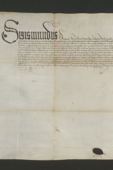 Dokument króla Zygmunta I zawierający wyrok w sporze między dziekanem katedry krakowskiej a miastem Wieliczka o dochody i zagrody wójtowskie