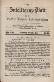 Intelligenz-Blatt für den Bezirk der Königlichen Regierung zu Danzig. 1848, No. 135 (13 Juni)