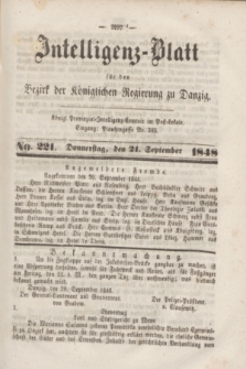 Intelligenz-Blatt für den Bezirk der Königlichen Regierung zu Danzig. 1848, No. 221 (21 September)