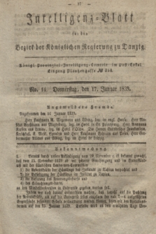Intelligenz-Blatt für den Bezirk der Königlichen Regierung zu Danzig. 1839, No. 14 (17 Januar)
