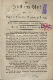 Intelligenz-Blatt für den Bezirk der Königlichen Regierung zu Danzig. 1833, Nro. 229 (1 October) + dod.