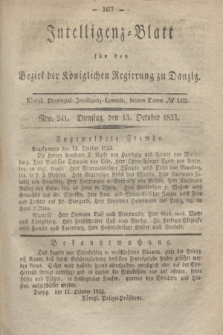 Intelligenz-Blatt für den Bezirk der Königlichen Regierung zu Danzig. 1833, Nro. 241 (15 October)