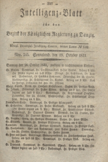 Intelligenz-Blatt für den Bezirk der Königlichen Regierung zu Danzig. 1833, Nro. 245 (19. October) + dod.