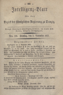Intelligenz-Blatt für den Bezirk der Königlichen Regierung zu Danzig. 1833, Nro. 259 (5 November) + dod.