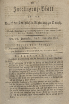 Intelligenz-Blatt für den Bezirk der Königlichen Regierung zu Danzig. 1833, Nro. 273 (21 November)