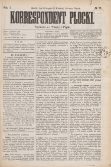 Korrespondent Płocki : wychodzi we Wtorki i Piątki. R.1, № 72 (12 września 1876)