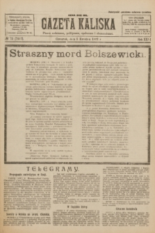 Gazeta Kaliska : pismo codzienne, polityczne, społeczne i ekonomiczne. R.31, № 75 (5 kwietnia 1923) = nr 7411