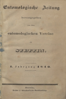 Entomologische Zeitung herausgegeben von dem entomologischen Vereine zu Stettin. Jg.1, Indeks dla Jg. 1-3 (1840)