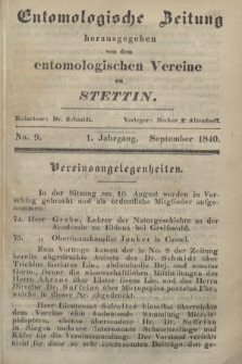 Entomologische Zeitung herausgegeben von dem entomologischen Vereine zu Stettin. Jg.1, No. 9 (September 1840)