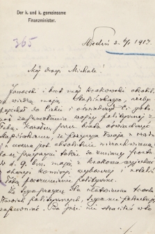 Korespondencja Michała Bobrzyńskiego, do maja 1913 namiestnika Galicji, z 1913 roku