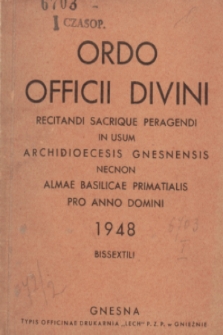 Ordo Officii Divini Recitandi Sacrique Peragendi in usum Archidioecesis Gnesnensis necnon Almae Basilicae Primatialis pro Anno Domini 1948
