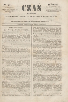 Czas : dziennik poświęcony polityce krajowej i zagranicznej oraz wiadomościom literackim, rolniczym i przemysłowym. [R.1], nr 21 (27 listopada 1848)