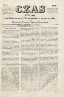 Czas : dziennik poświęcony polityce krajowéj i zagranicznéj oraz wiadomościom literackim, rolniczym i przemysłowym. [R.2], nr 8 (11 stycznia 1849)
