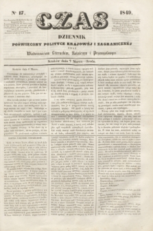 Czas : dziennik poświęcony polityce krajowéj i zagranicznéj oraz wiadomościom literackim, rolniczym i przemysłowym. [R.2], nr 17 (7 marca 1849) + dod.