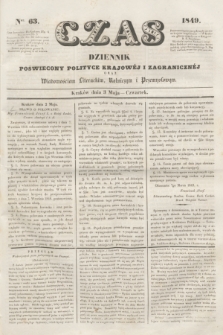Czas : dziennik poświęcony polityce krajowéj i zagranicznéj oraz wiadomościom literackim, rolniczym i przemysłowym. [R.2], ner 63 (3 maja 1849)