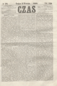 Czas. [R.3], № 218 (21 września 1850)