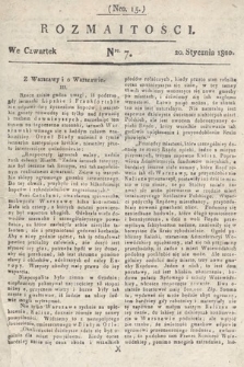 Rozmaitości : oddział literacki Gazety Lwowskiej. 1820, nr 7