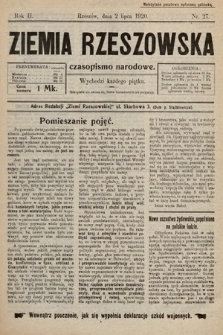 Ziemia Rzeszowska : czasopismo narodowe. 1920, nr 27