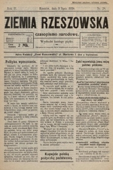 Ziemia Rzeszowska : czasopismo narodowe. 1920, nr 28
