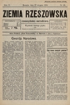 Ziemia Rzeszowska : czasopismo narodowe. 1920, nr 35