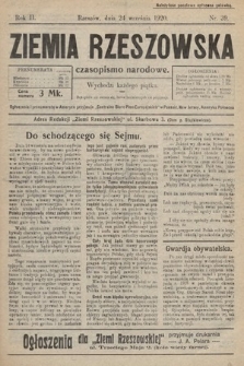Ziemia Rzeszowska : czasopismo narodowe. 1920, nr 39