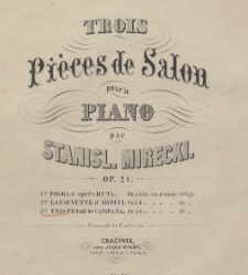 Trois pièces de salon : pour le piano : op. 21. 3o, Tristesse de Campana