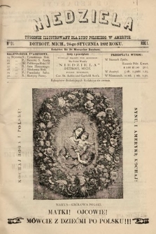 Niedziela : tygodnik ilustrowany dla ludu polskiego w Ameryce. 1892, nr 21