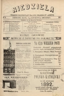 Niedziela : tygodnik ilustrowany dla ludu polskiego w Ameryce. 1892, nr 31