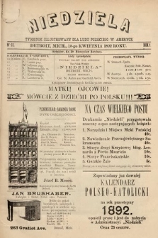 Niedziela : tygodnik ilustrowany dla ludu polskiego w Ameryce. 1892, nr 32
