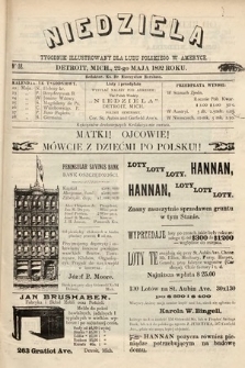 Niedziela : tygodnik ilustrowany dla ludu polskiego w Ameryce. 1892, nr 38