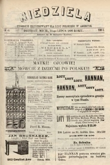 Niedziela : tygodnik ilustrowany dla ludu polskiego w Ameryce. 1892, nr 48