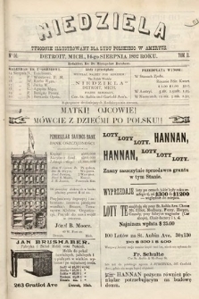 Niedziela : tygodnik ilustrowany dla ludu polskiego w Ameryce. 1892, nr 50
