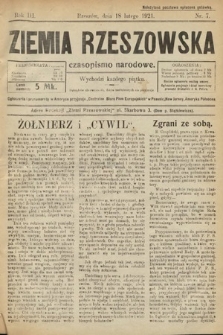 Ziemia Rzeszowska : czasopismo narodowe. 1921, nr 7
