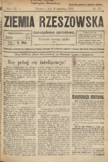 Ziemia Rzeszowska : czasopismo narodowe. 1921, nr 14