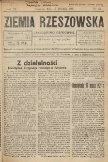 Ziemia Rzeszowska : czasopismo narodowe. 1921, nr 15