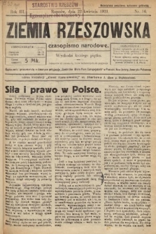 Ziemia Rzeszowska : czasopismo narodowe. 1921, nr 16