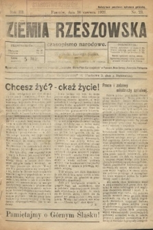 Ziemia Rzeszowska : czasopismo narodowe. 1921, nr 23