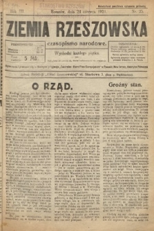 Ziemia Rzeszowska : czasopismo narodowe. 1921, nr 25