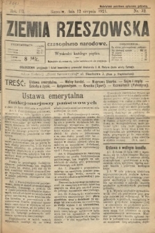 Ziemia Rzeszowska : czasopismo narodowe. 1921, nr 32