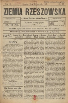 Ziemia Rzeszowska : czasopismo narodowe. 1921, nr 39