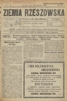 Ziemia Rzeszowska : czasopismo narodowe. 1921, nr 47
