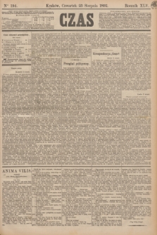 Czas. R.45, Ner 194 (25 sierpnia 1892)