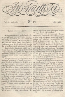 Rozmaitości : pismo dodatkowe do Gazety Lwowskiej. 1831, nr 14