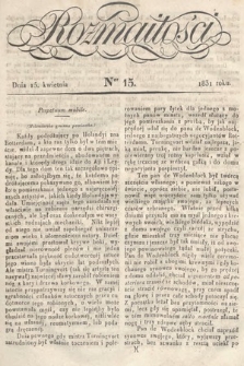 Rozmaitości : pismo dodatkowe do Gazety Lwowskiej. 1831, nr 15